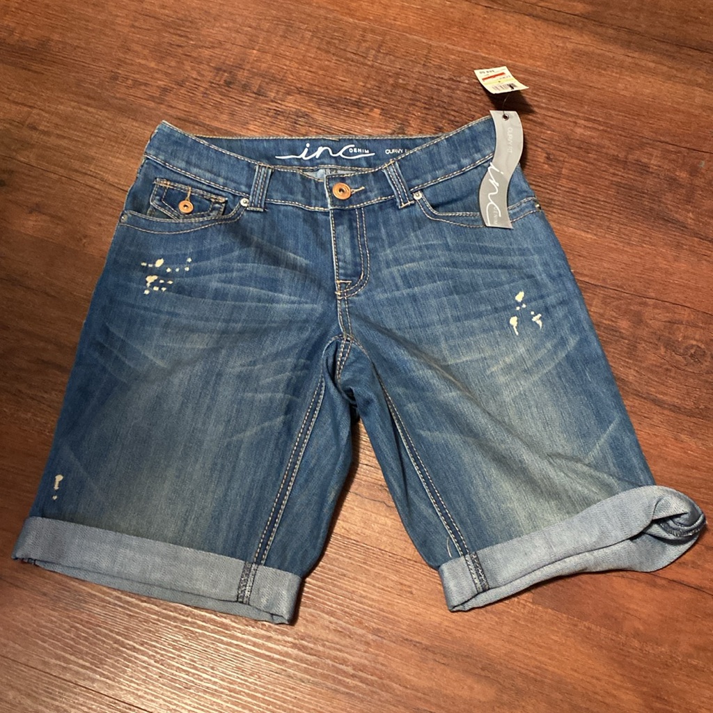 Inc Curvy Fit Distressed Bleached Denim Shorts Size 4 New With 79 Tag